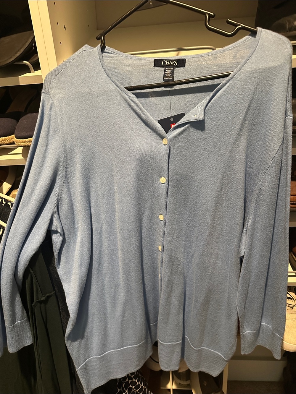Chaps Light Blue Button-Front Women's Cardigan